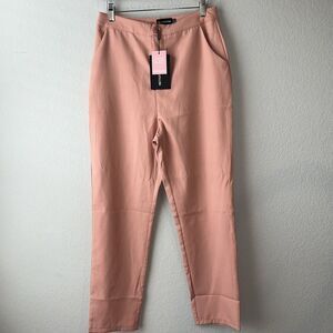 Pretty Little Thing Peach Woven Pocket Detail Cigarette Trousers Size 6